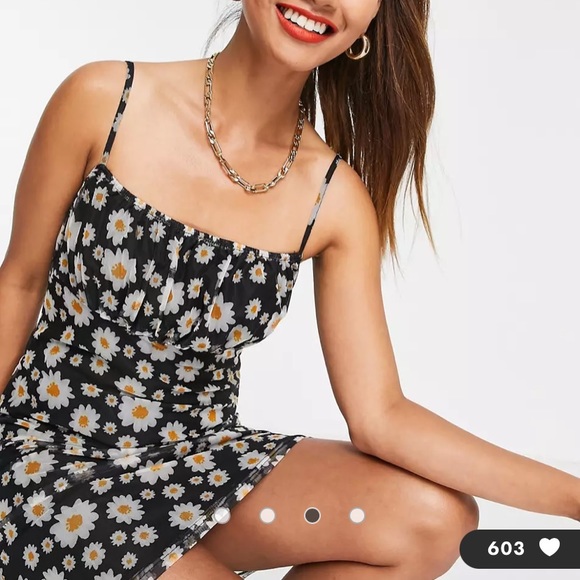 NEW! NWT! Urban Threads cami strap mini dress in daisy print - Picture 4 of 4